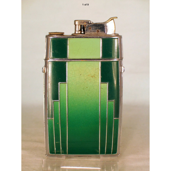 Vintage Green Evans Enameled Cigarette Case Stash - Picture 4 of 7